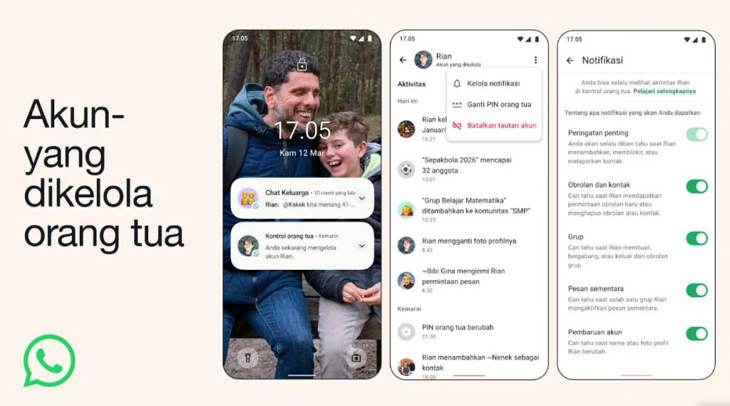 Cara Kerja Fitur Kelola Akun Anak di WhatsApp