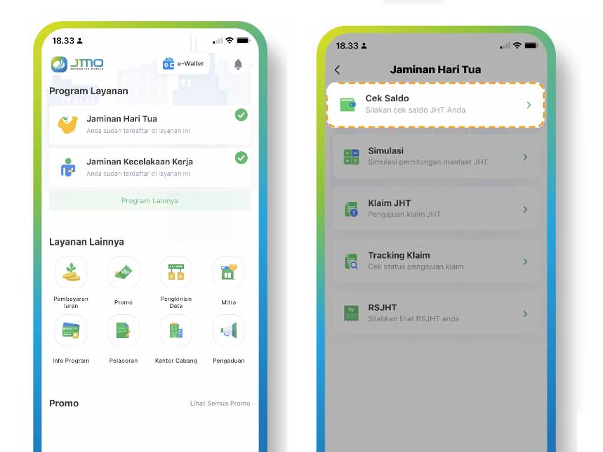 cek saldo jht di aplikasi jmo