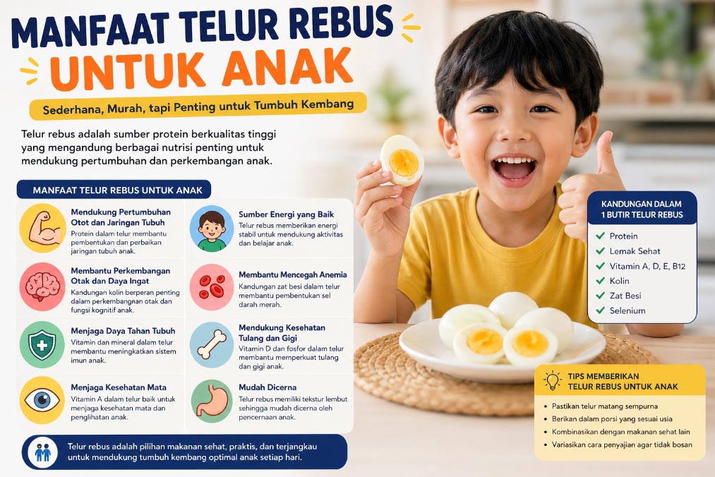 Manfaat Telur Rebus untuk pertumbuhan Anak yang Perlu Diketahui Orang Tua