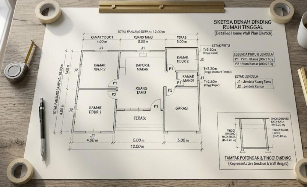Rumus akurat cara menghitung kebutuhan plamir tembok berdasarkan luas ruangan