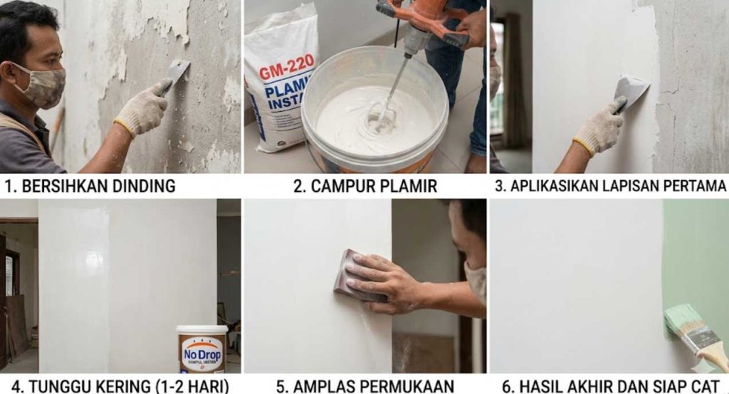 cara menggunakan plamir tembok instan agar hasil halus dan tidak retak