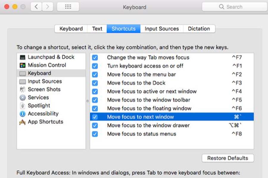 cara aktifkan shortcuts macbook
