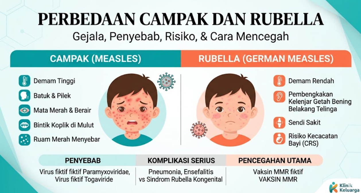 Perbedaan Campak dan Rubella: Gejala, Penyebab, Risiko, dan Cara Mencegah yang Perlu Dipahami